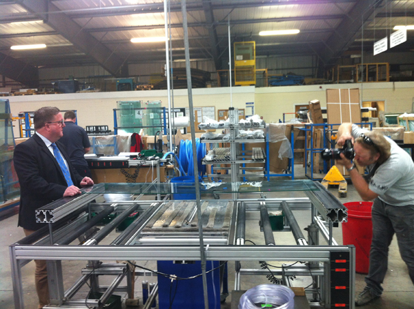 David Osborne being photographed on our Shower Enclosure Manufacturing Lines